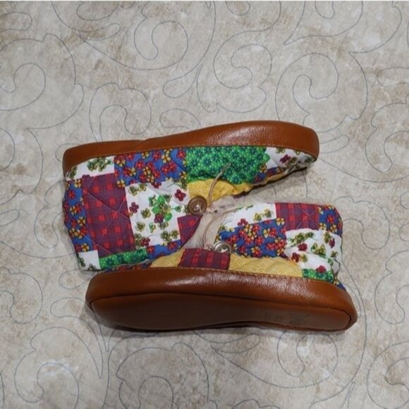 Vintage Dearfoams Quilt Pattern Faux Fur Lined Bootie Slippers M 6.5-7.5 - Picture 6 of 10